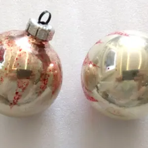 Set of 2 Vintage USSR Glass Christmas Ornament Old Balls