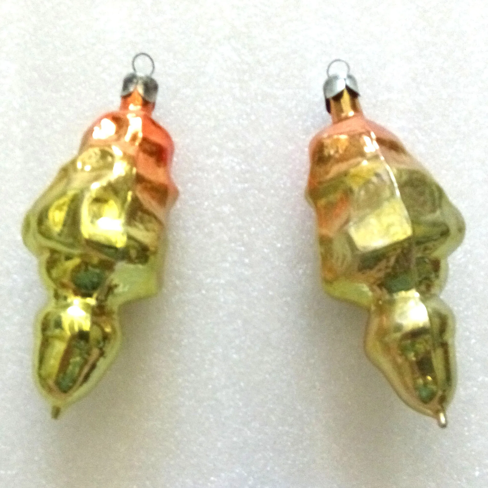 Set of 2 Vintage USSR Glass Christmas Ornaments Decororation Mushrooms