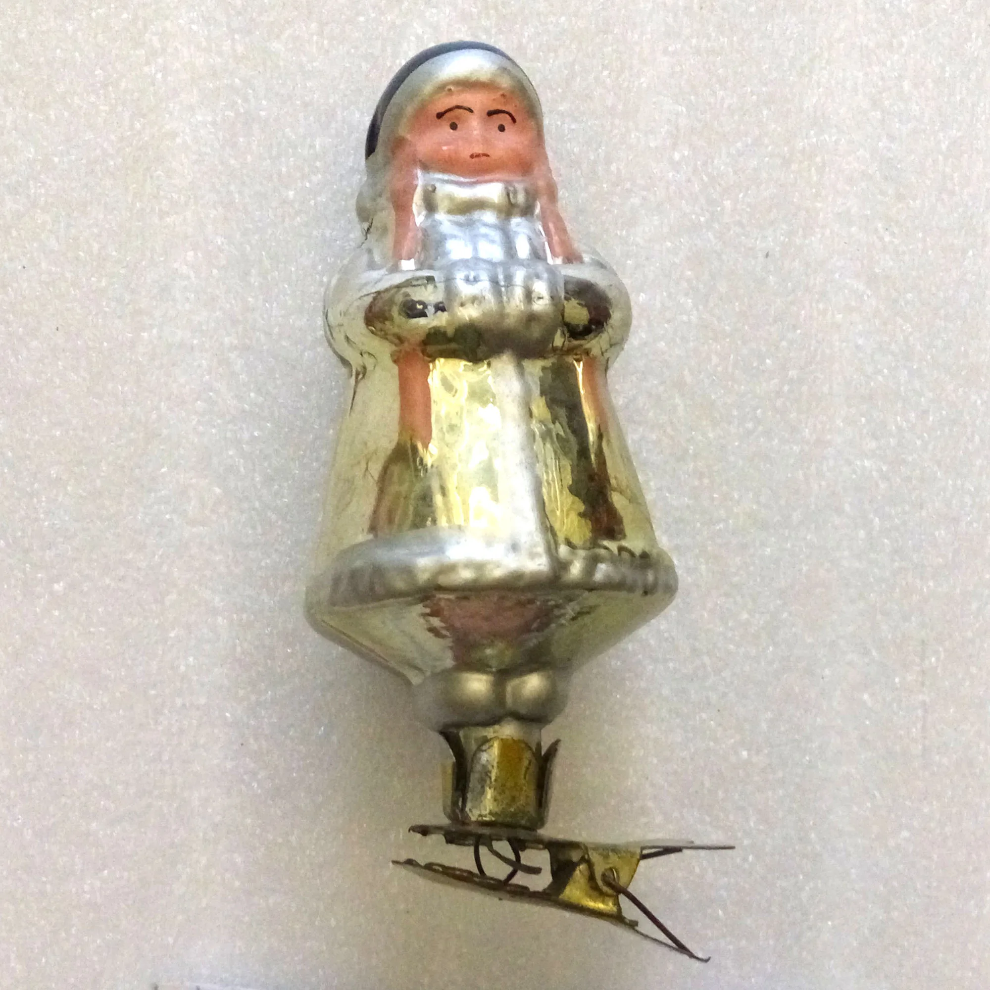 Vintage USSR Glass Christmas Ornament Decororation Girl