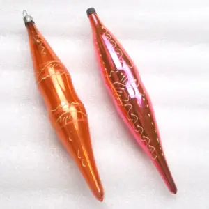 Set of 2 BIG Antique Vintage USSR Glass Christmas Ornaments Icicles