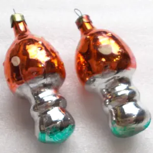 Set of 2 Antique Vintage USSR Glass Christmas Ornaments Mushrooms