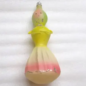Big Vintage USSR Glass Christmas Ornament Girl