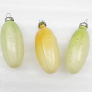 Set of 3 Vintage USSR Glass Christmas Ornament Pickles