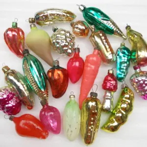 Set of 22 Vintage Glass Christmas Ornaments Fruits &Vegetables