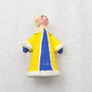Vintage USSR Cotton Papier Mache Wood Christmas Ornaments Tree Girl