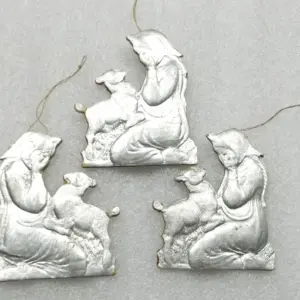 Set of 3 Vintage Dresden Cardboard Christmas Ornament Alyonushka