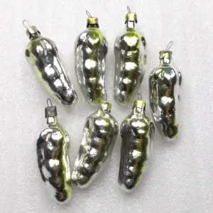 Set of 7 Vintage USSR Painted Glass Christmas Ornaments Tree Set of Beans