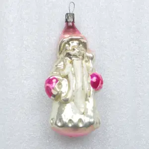 Vintage USSR Silver Glass Christmas Ornaments Tree Old Santa