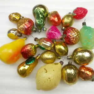 Set 20 Vintage Russian Glass Christmas Ornaments Fruits