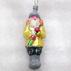 Vintage USSR Silver Glass Christmas Ornaments Hunter