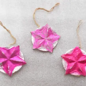 Set of 3 Vintage USSR Dresden Cardboard Christmas Ornament Red Stars Propaganda