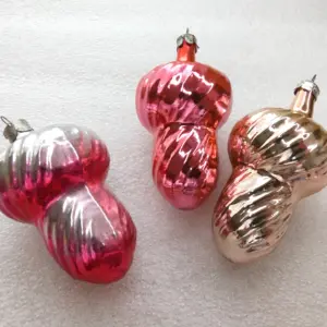 Set of 3 Antique Vintage Glass Christmas Ornaments