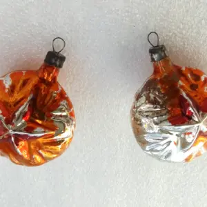 Set of 2 Antique Vintage Glass Christmas Ornament Stars
