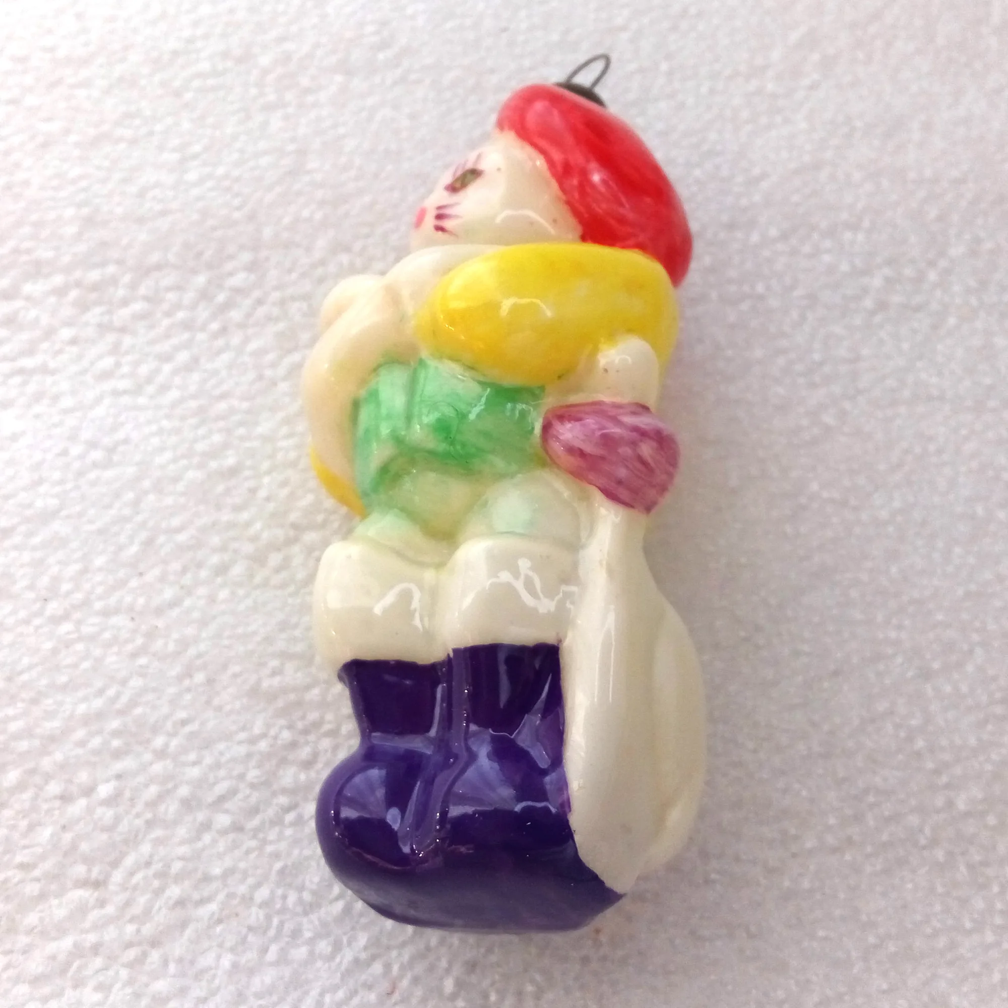 Antique Vintage Glass Christmas Ornament Cat in Boots