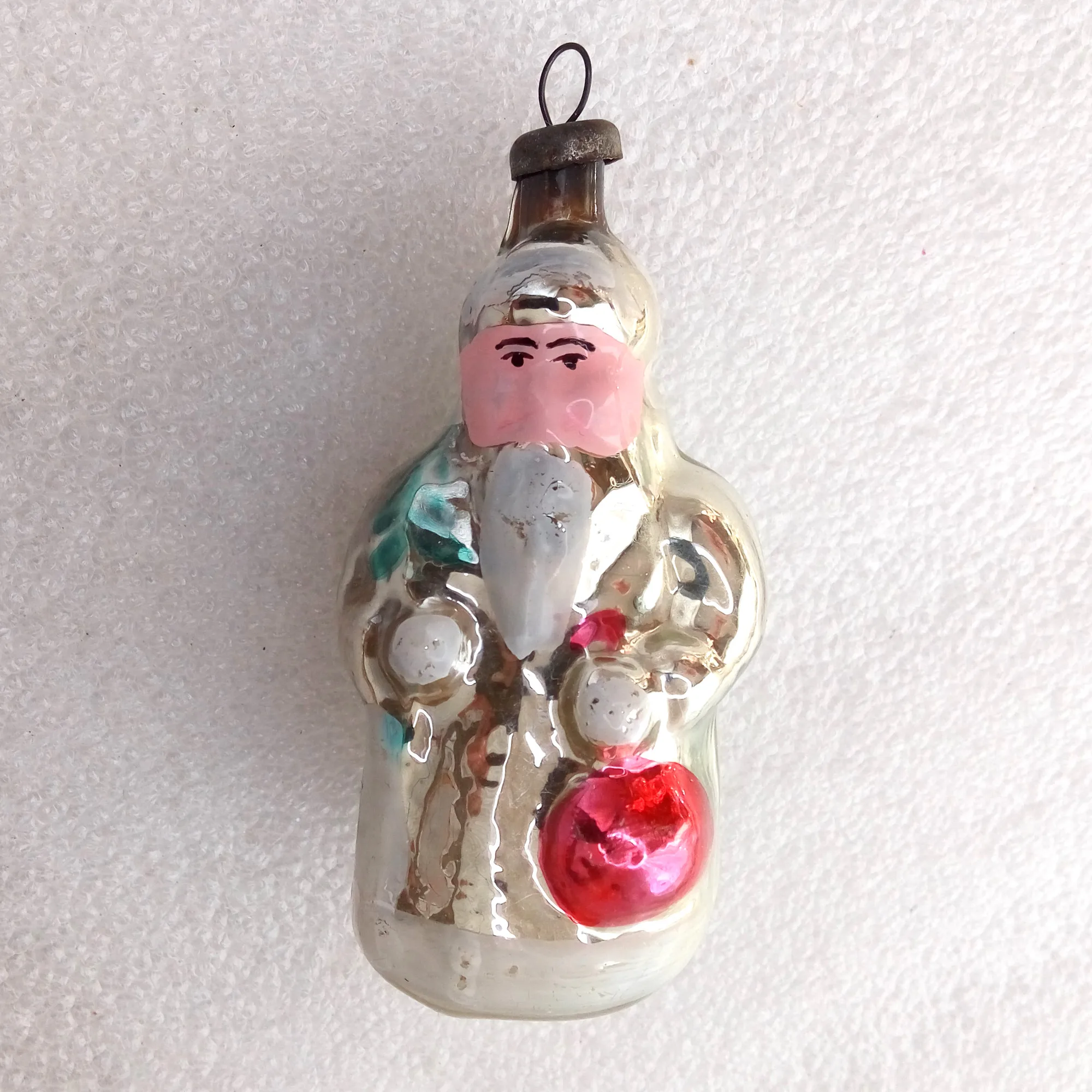 Old Antique Vintage Glass Christmas Ornament Santa
