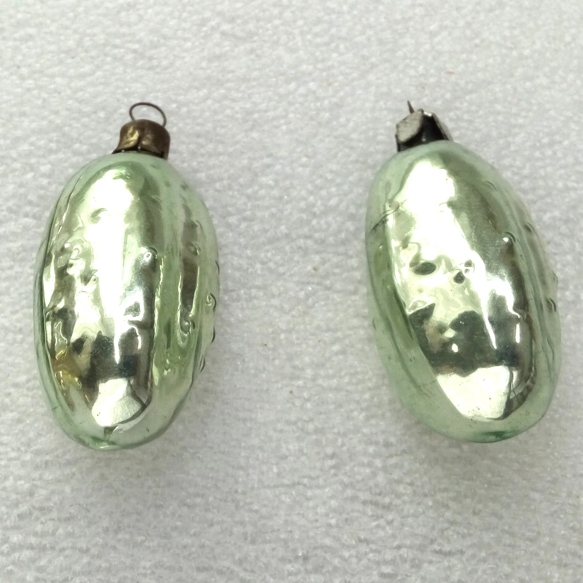 Set of 2 Antique Vintage Glass Christmas Ornaments Pickles