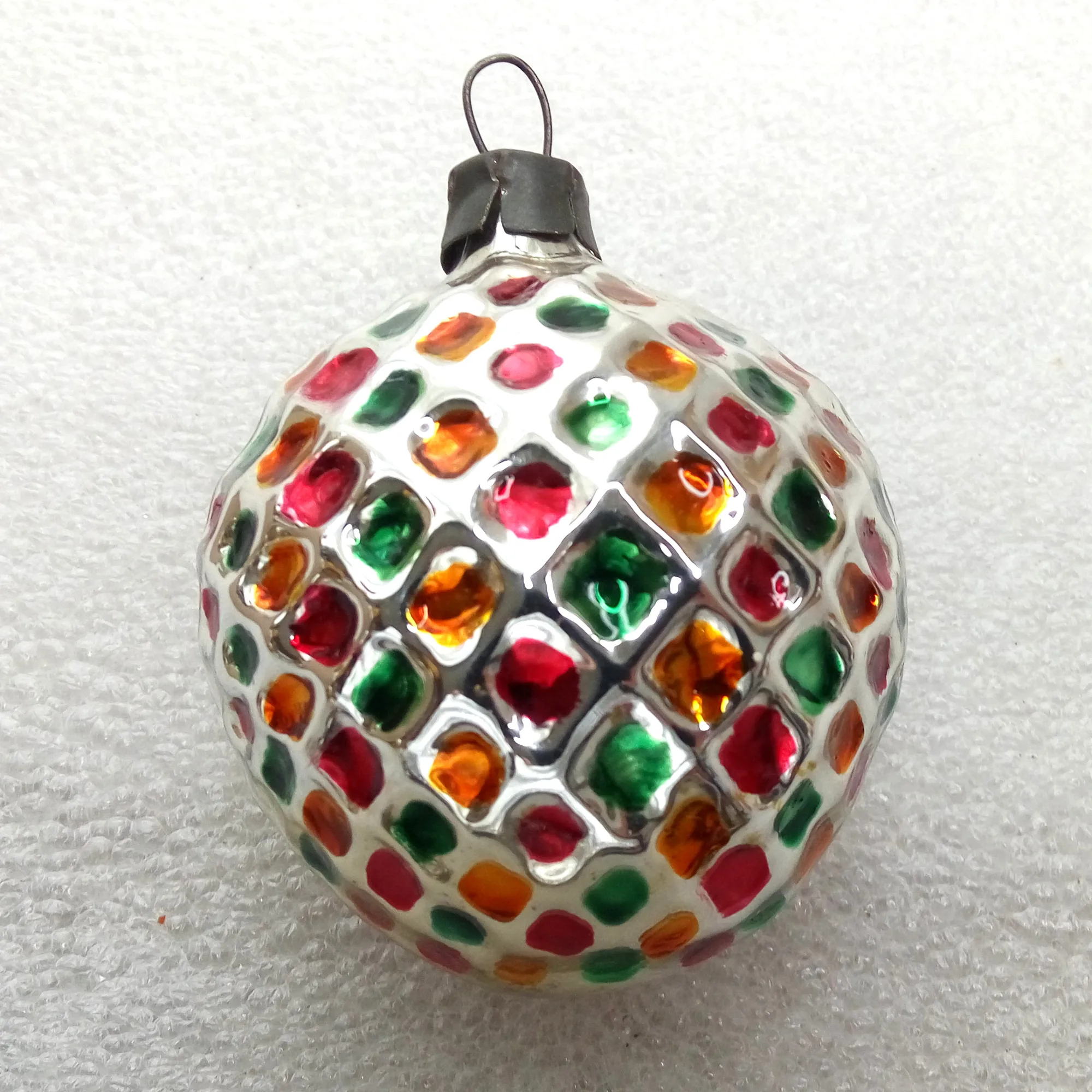 Antique Vintage Silver Glass Christmas Ornament Heart