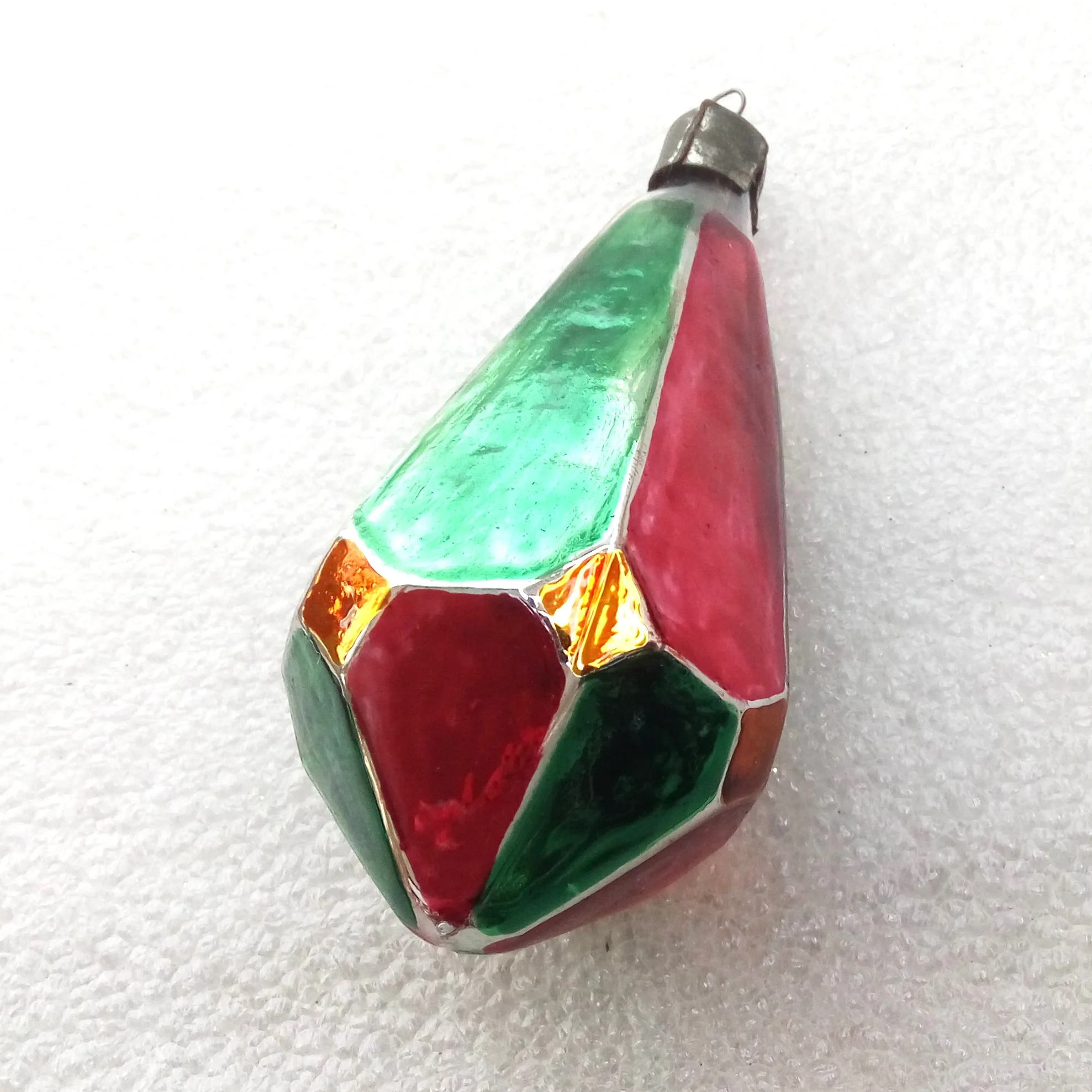 Antique Vintage Glass Christmas Ornament Polyhedron