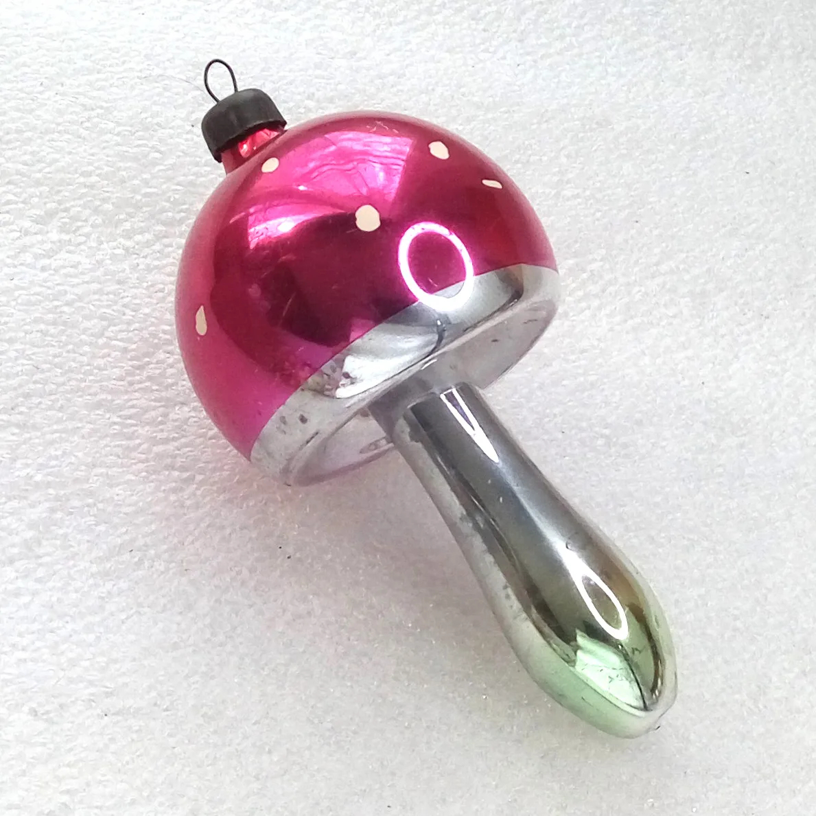 Antique Vintage Glass Christmas Ornament Mushroom