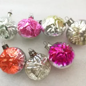 Set of 7 Antique Vintage Glass Christmas Ornament Stars