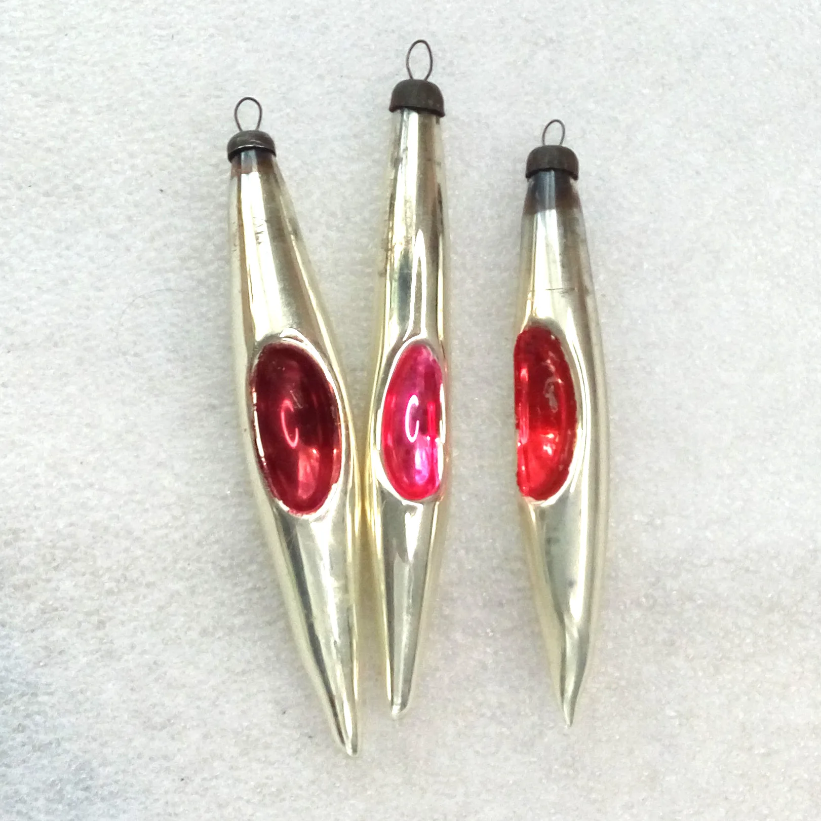 Set of 3 Antique Vintage Glass Christmas Ornaments Icicles