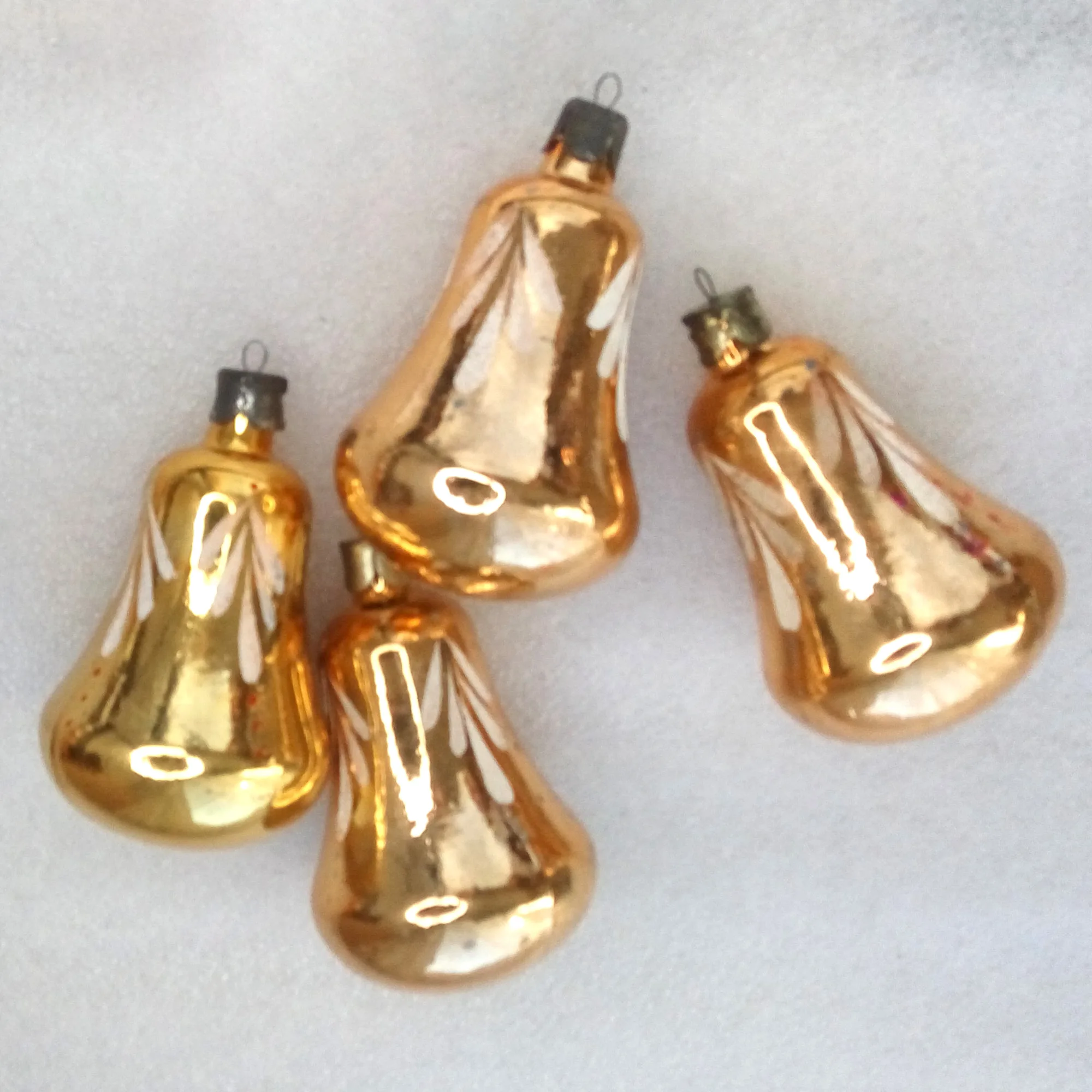 Set of 4 Antique Vintage Glass Christmas Ornament Bells