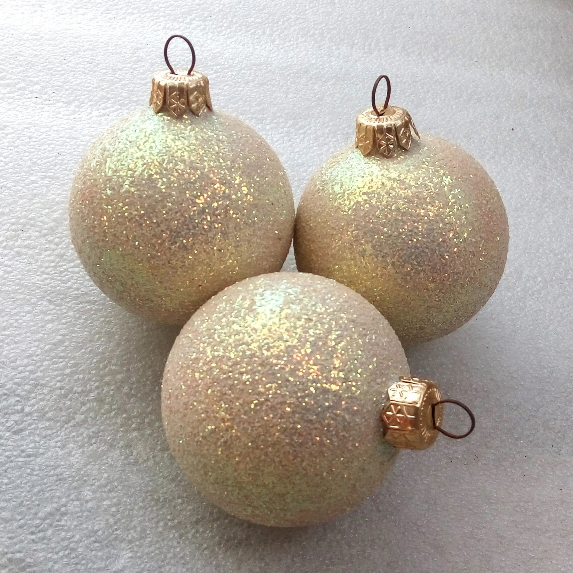 Set of 3 Ukrainian Glass Christmas Ornament Balls