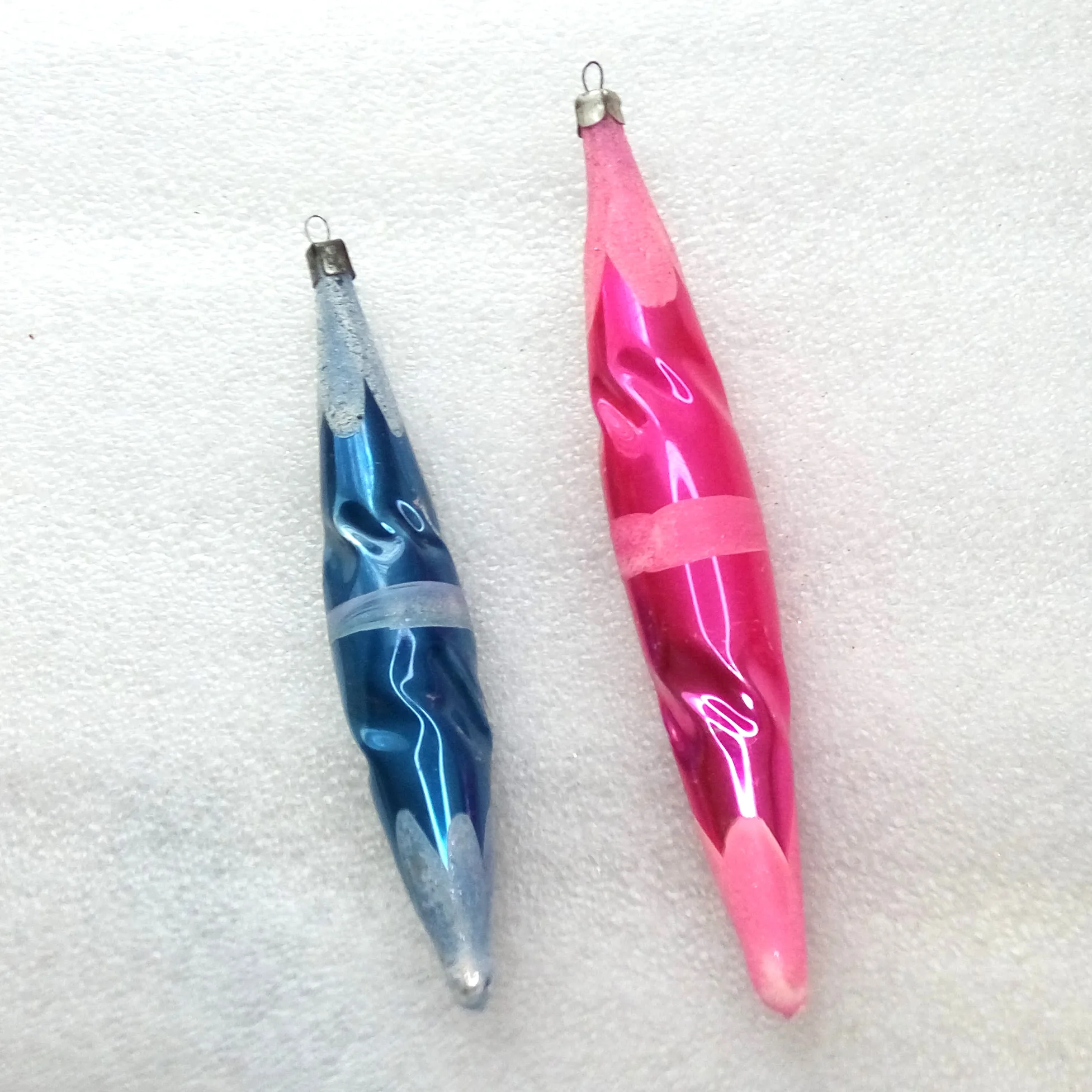 Set of 2 Antique Vintage Glass Christmas Ornament Icicles