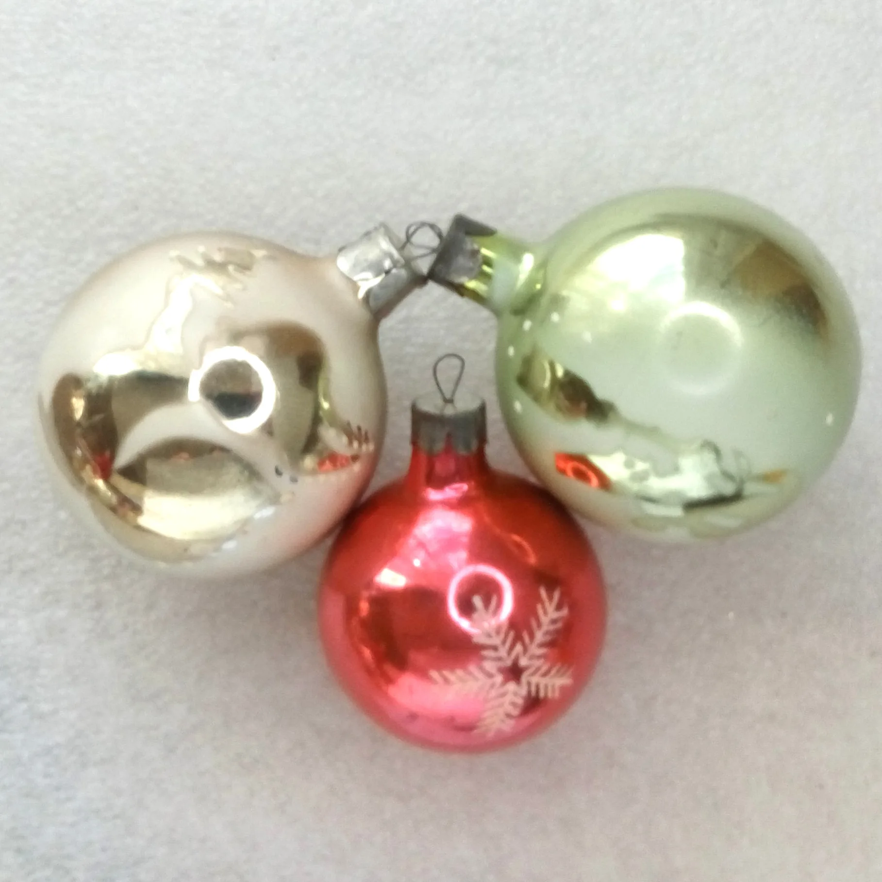Set of 3 Antique Vintage Glass Christmas Ornaments Balls