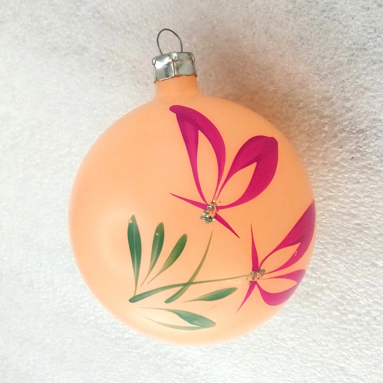 Antique Vintage Glass Christmas Ornament Tree Ball Flowers