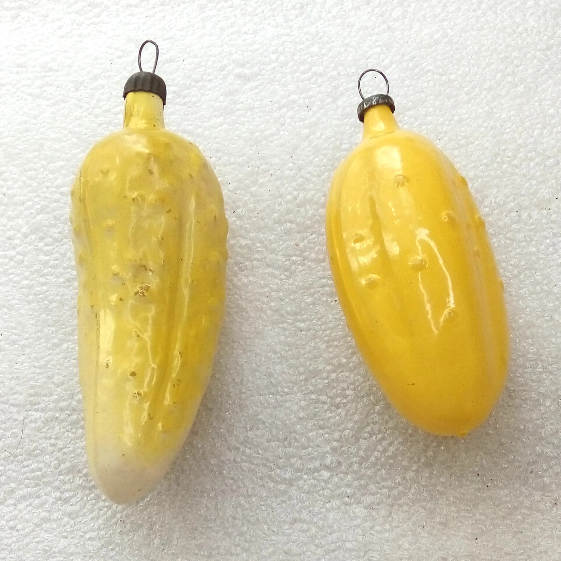 Set of 2 Antique Vintage Glass Christmas Ornaments Pickles