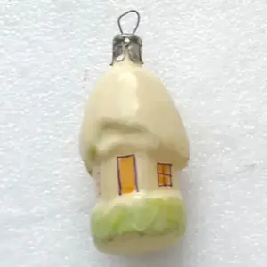 Vintage Glass Christmas Ornament USSR Antique House