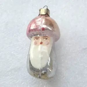 Vintage Silver Glass Christmas USSR Ornament Tree Antique Decor Mushroom