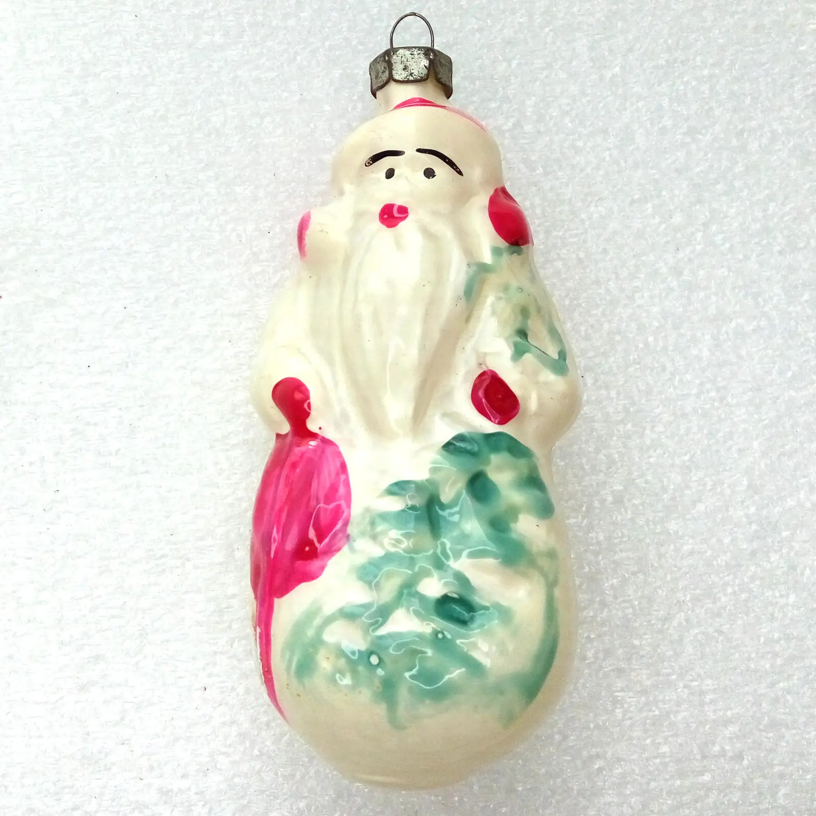 Vintage Ukrainian Glass Christmas Ornament Tree Santa Claus