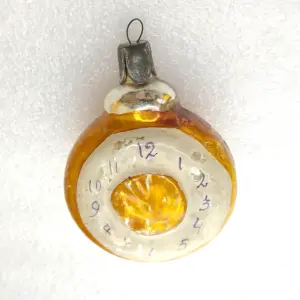Antique Vintage USSR Glass Christmas Ornament Tree Toy Old Clock