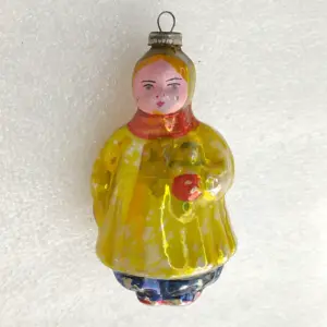 Antique Vintage USSR Glass Christmas Ornament Tree Girl with Toy