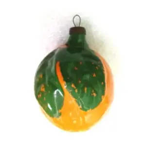 Vintage USSR Glass Christmas Ornament Old Apricot