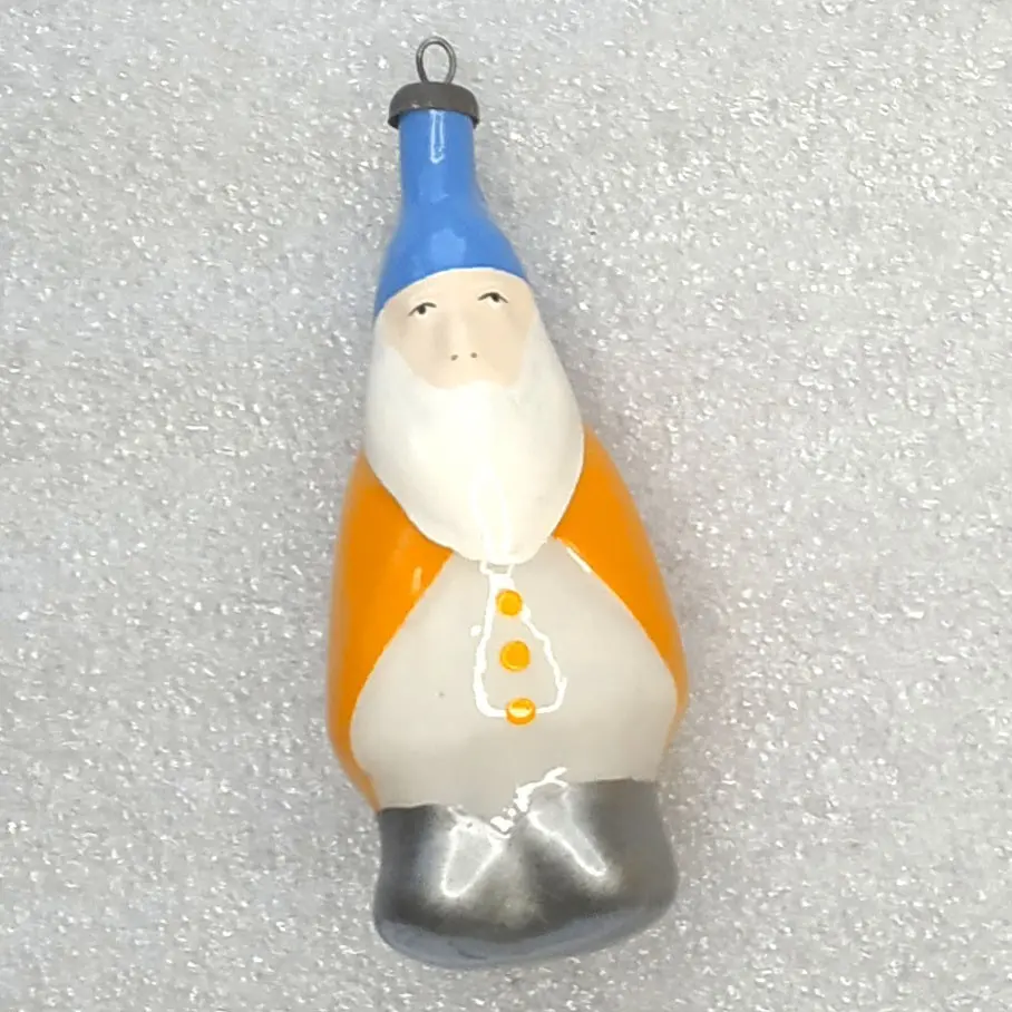 Vintage Soviet Glass Christmas Tree Ornament Gnome Dwarf Figural Toy Decor