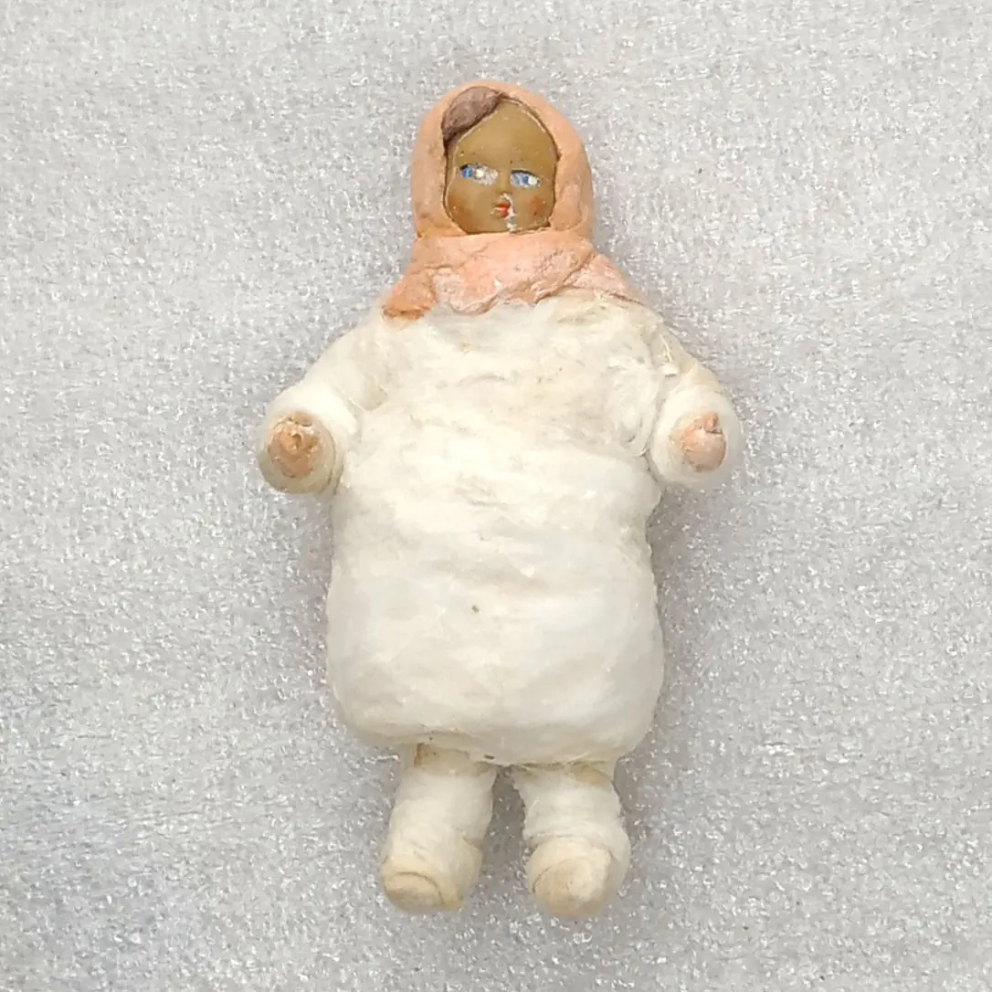 Antique Vintage Soviet Spun Cotton Christmas Tree Ornament Girl Toy Decor