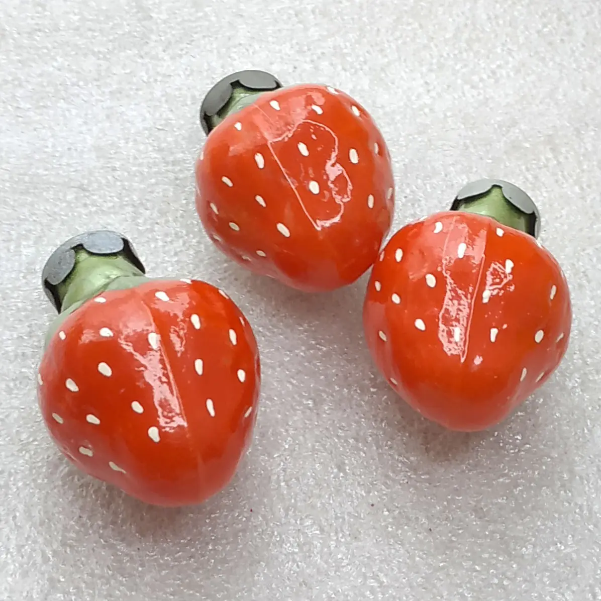 Set of 3 Vintage Soviet Glass Christmas Tree Ornaments Strawberry Fruit Toys