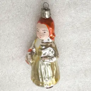 Vintage Soviet Glass Christmas Tree Ornament Little Red Riding Hood Figural Toy