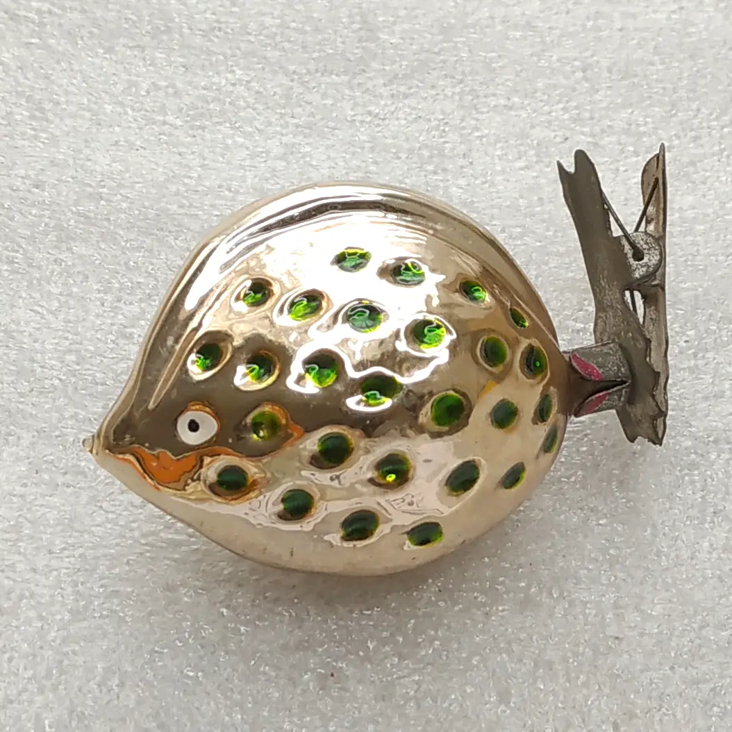 Vintage Soviet Silver Glass Christmas Tree Ornament Fish Figural Toy