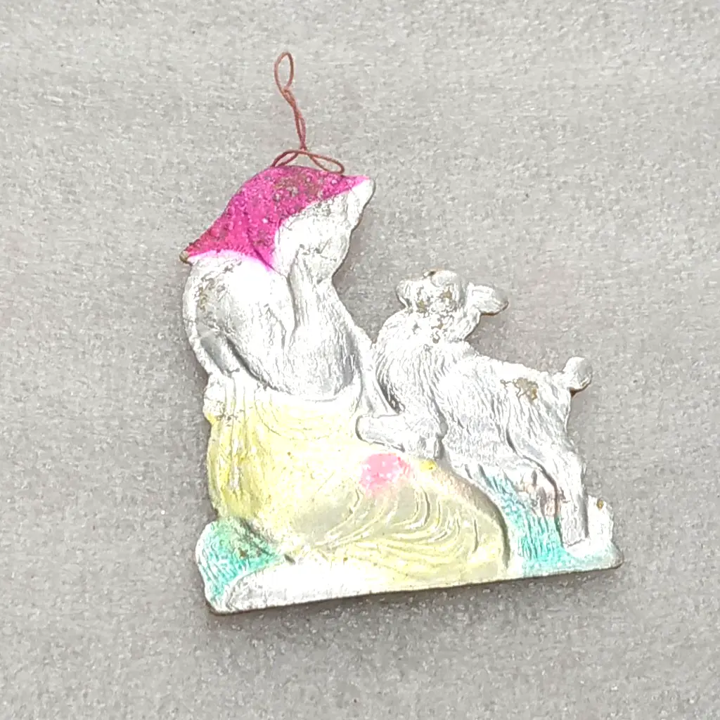 Vintage Soviet Cardboard Christmas Tree Ornament Alyonushka and Goat -Fairytale