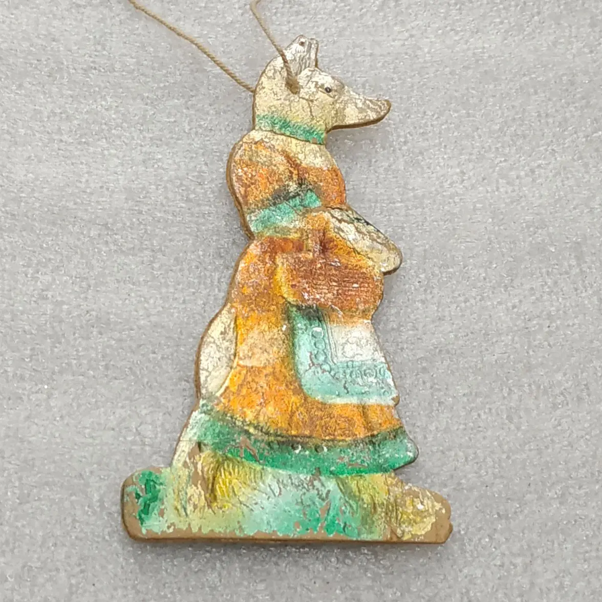 Vintage Soviet Cardboard Dresden Christmas Tree Ornament Fox Toy