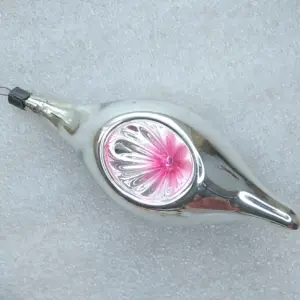 Vintage Glass Christmas Tree Ornament Reflector Indent ICicle USSR Retro