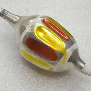 Vintage Glass Christmas Tree Ornament Icicle Striped Flocked USSR Retro