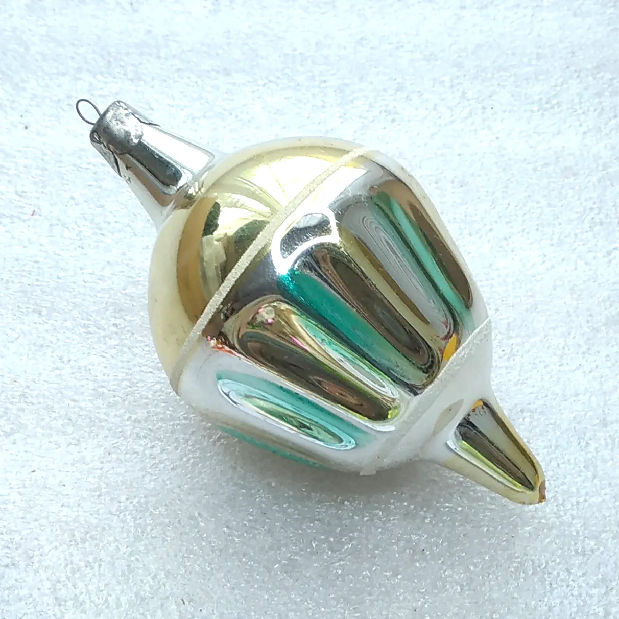 Vintage Silver Glass Christmas Tree Ornament Parachute Drop USSR Retro