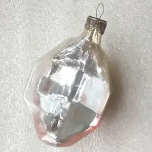 Vintage Soviet Glass Christmas Ornament Geometric Faceted Polygon Retro