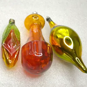 Set of 3 Vintage Soviet Silver Glass Christmas Tree Ornaments Shape Retro Decor