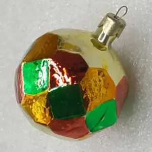 Vintage Soviet Silver Glass Christmas Tree Ornament Multi-Sided ball Retro